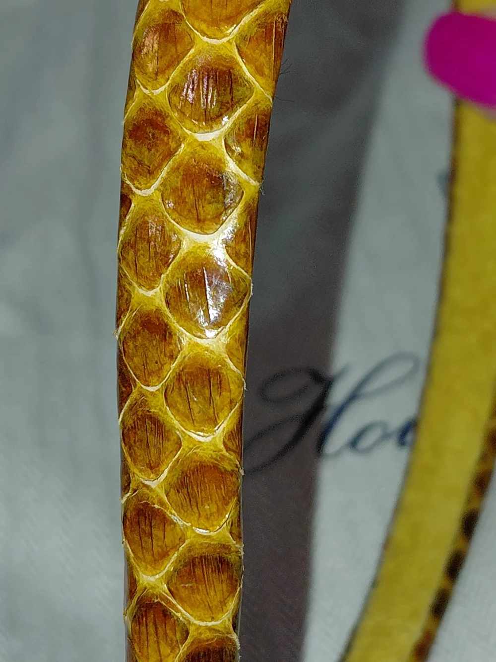 Fendi Yellow and Brown Snakeskin Slim Headband
